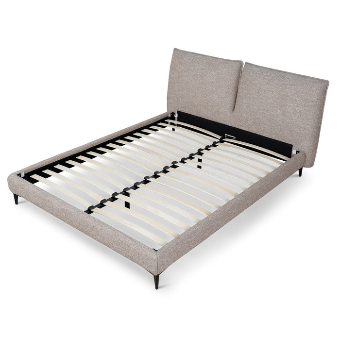 Celeste Fabric Queen Bed Frame - Stonish Beige