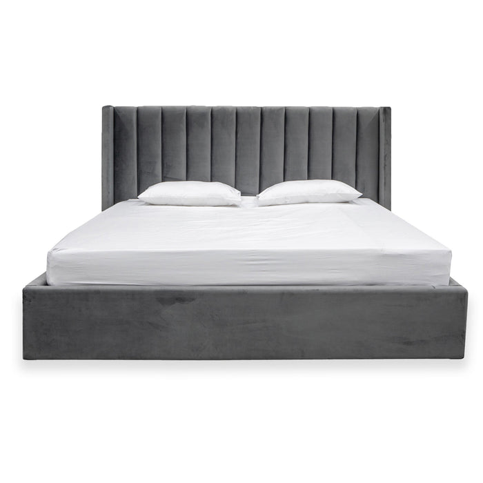 CBD8095-MI King Bed Frame - Wide Base in Charcoal Velvet