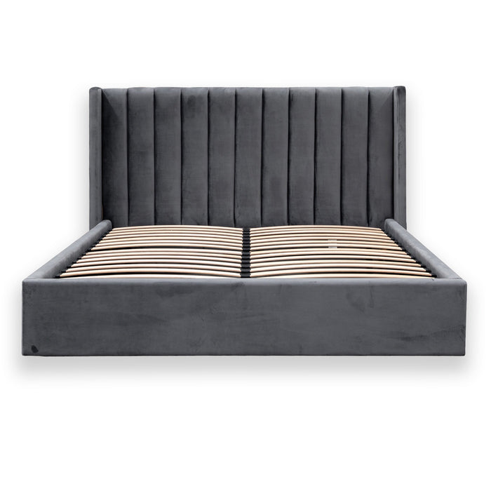 CBD8095-MI King Bed Frame - Wide Base in Charcoal Velvet