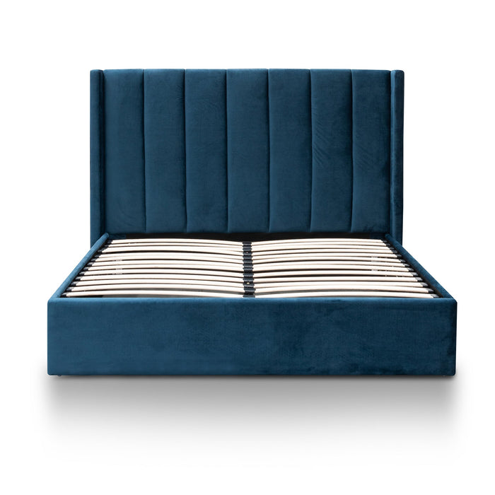 CBD6023-YO King Bed Frame - Teal Navy Velvet with Storage