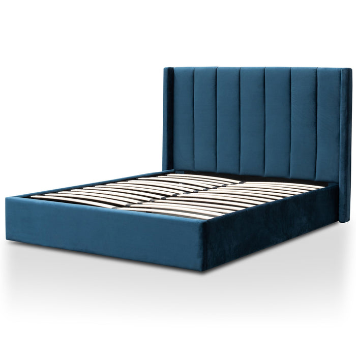 CBD6023-YO King Bed Frame - Teal Navy Velvet with Storage