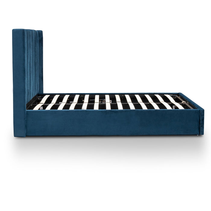 CBD6023-YO King Bed Frame - Teal Navy Velvet with Storage