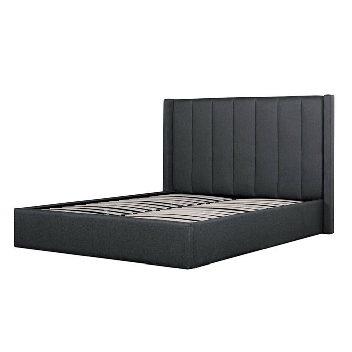 CBD6021-YO - Fabric King Bed in Charcoal Grey with Storage