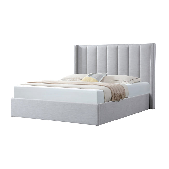 CBD6022-YO Fabric King Bed Frame - Pearl Grey with Storage