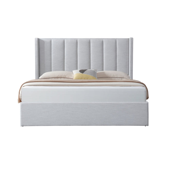 CBD6022-YO Fabric King Bed Frame - Pearl Grey with Storage