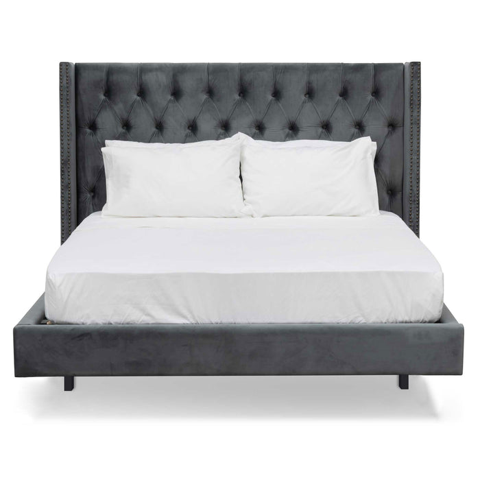 CBD8086-MI Queen Bed Frame - Charcoal Velvet