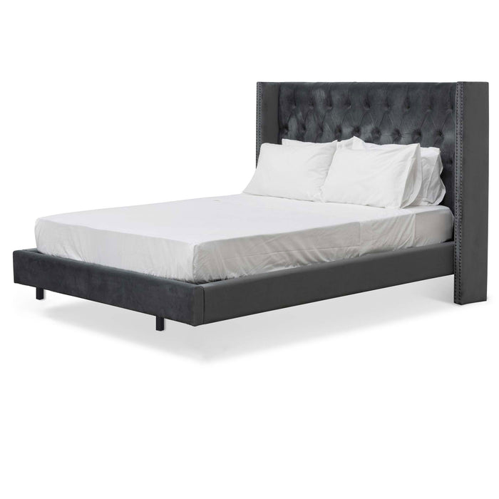 CBD8098-MI King Bed Frame - Charcoal Velvet