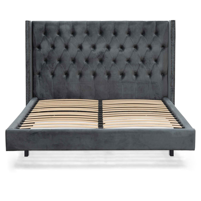 CBD8086-MI Queen Bed Frame - Charcoal Velvet