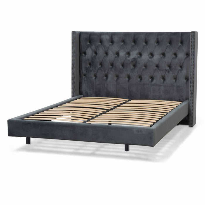 CBD8086-MI Queen Bed Frame - Charcoal Velvet