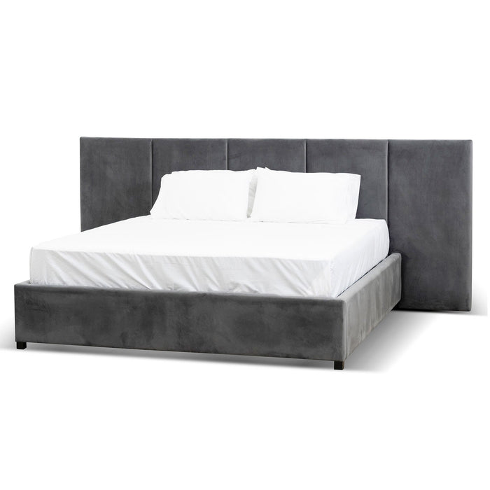 CBD6585-MI King Bed Frame - Charcoal Velvet with Storage