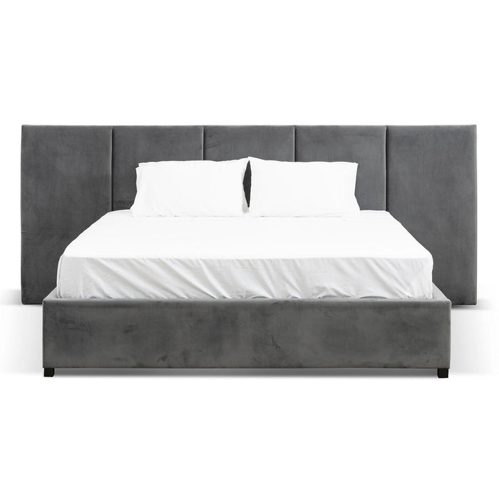 CBD6585-MI King Bed Frame - Charcoal Velvet with Storage