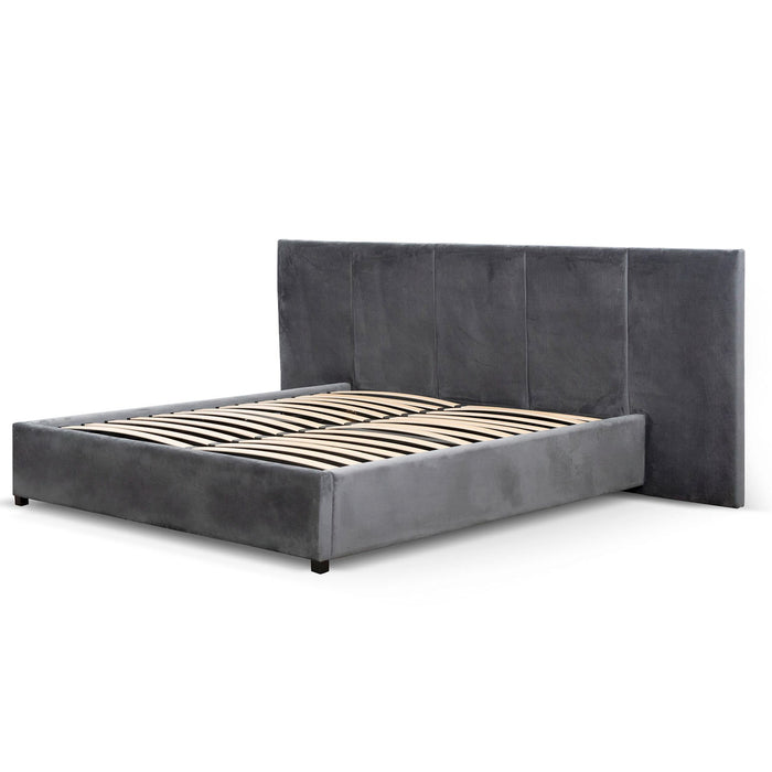 CBD6585-MI King Bed Frame - Charcoal Velvet with Storage