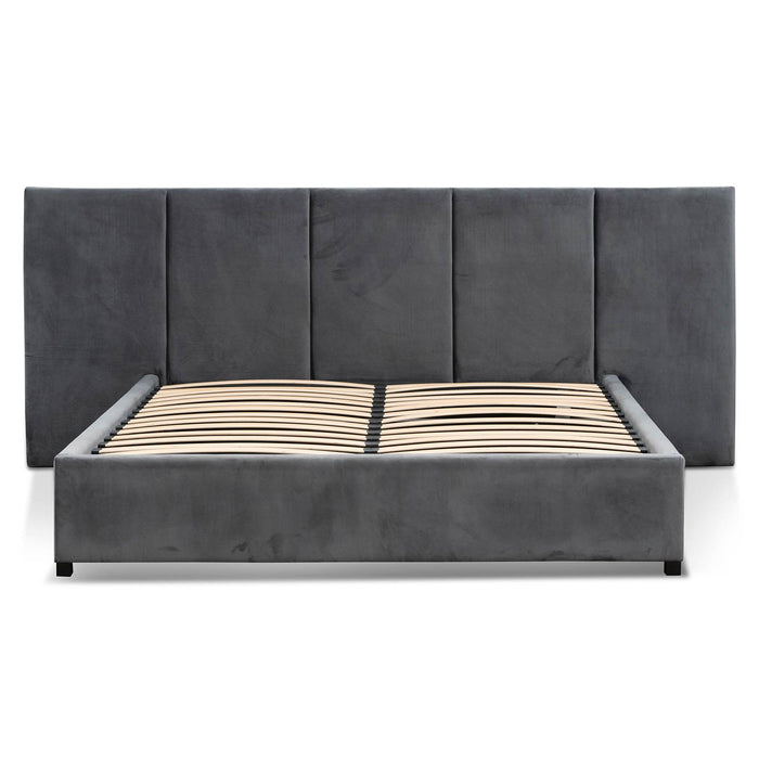 CBD6585-MI King Bed Frame - Charcoal Velvet with Storage