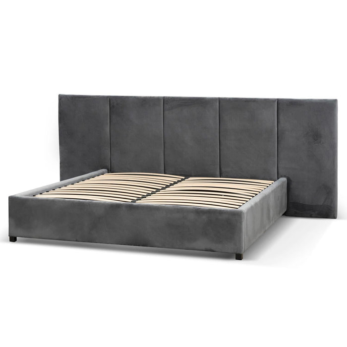 CBD6586-MI Queen Bed Frame - Charcoal Velvet with Storage