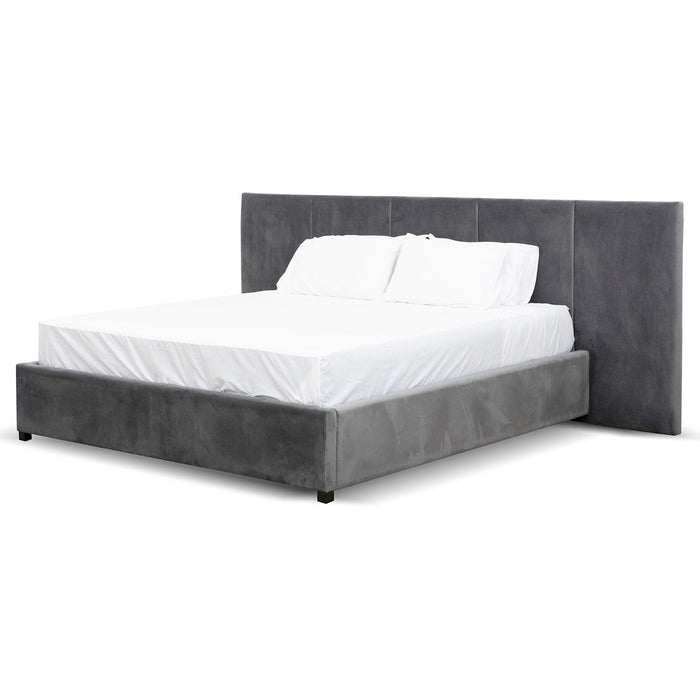 CBD6586-MI Queen Bed Frame - Charcoal Velvet with Storage