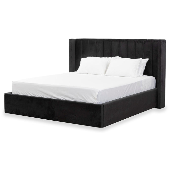 CBD8109-MI Queen Sized Wide Base Bed Frame - Black Velvet