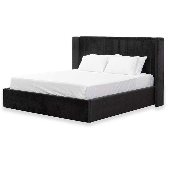 CBD8109-MI Queen Sized Wide Base Bed Frame - Black Velvet