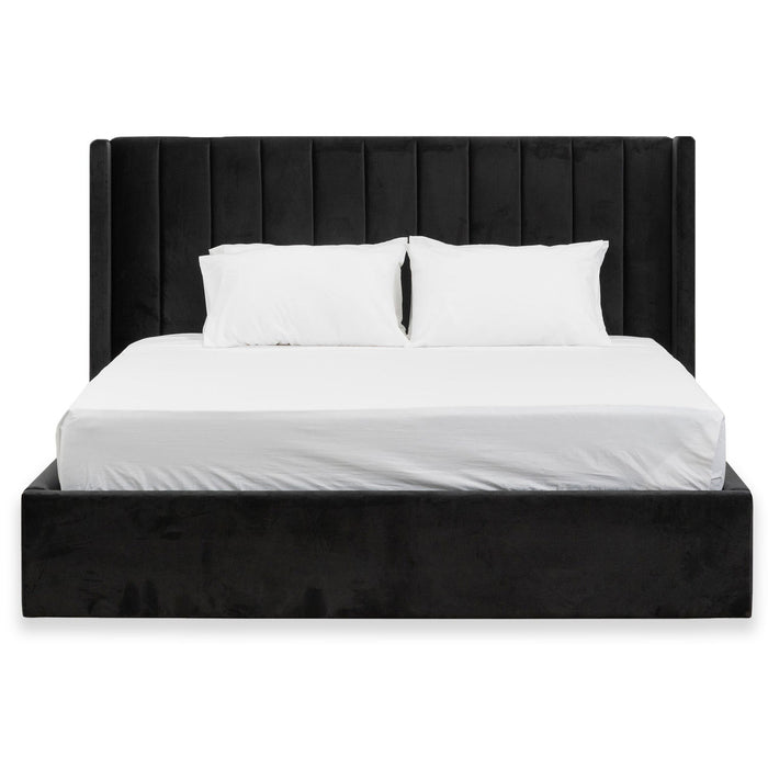 CBD8109-MI Queen Sized Wide Base Bed Frame - Black Velvet