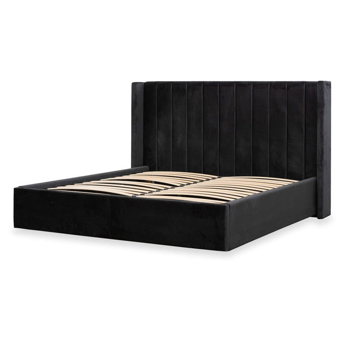 CBD8109-MI Queen Sized Wide Base Bed Frame - Black Velvet