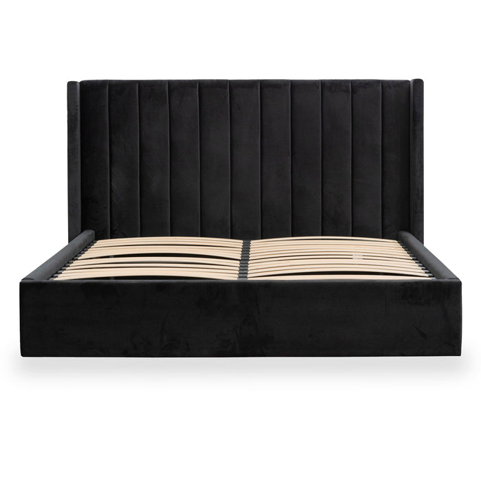 CBD8109-MI Queen Sized Wide Base Bed Frame - Black Velvet