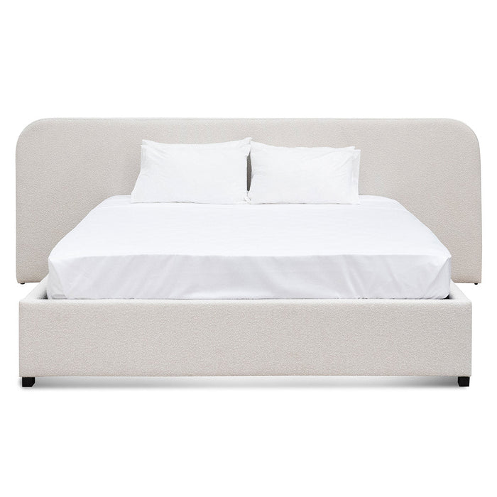 CBD6843-MI King Sized Bed Frame - Snow Boucle with Storage