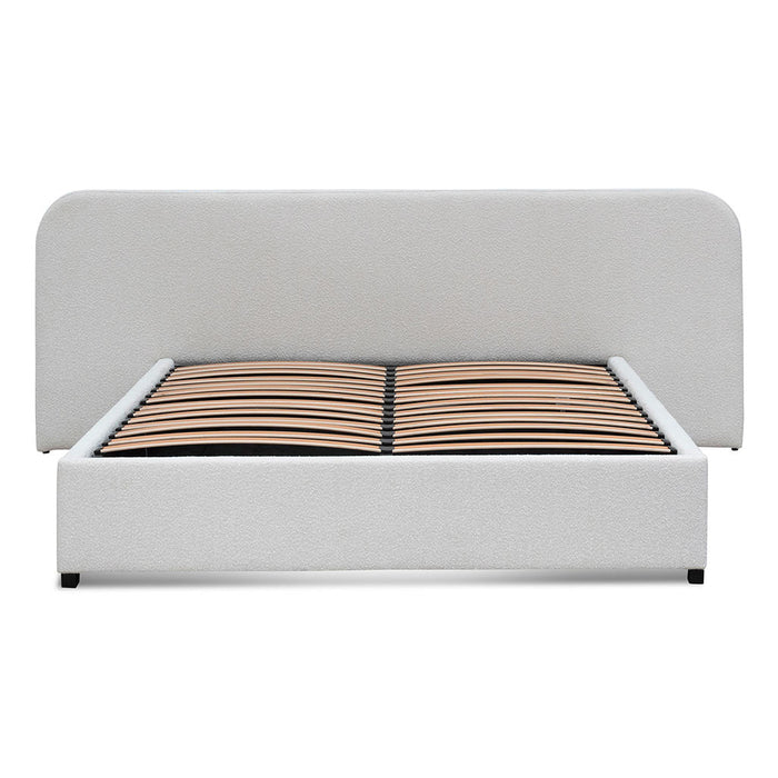 CBD6843-MI King Sized Bed Frame - Snow Boucle with Storage