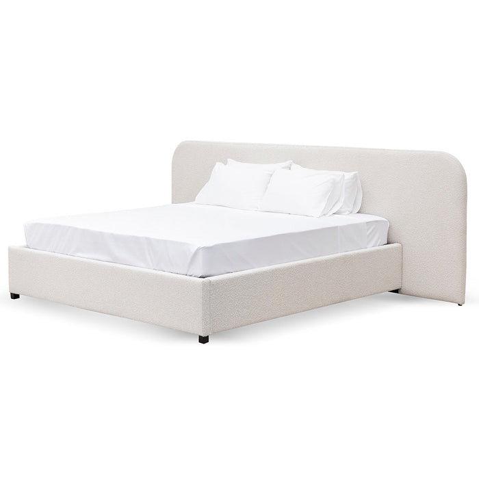 CBD6844-MI Queen Sized Bed Frame - Snow Boucle with Storage