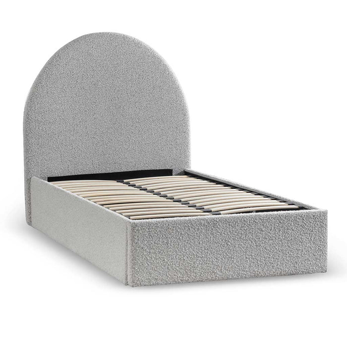 CBD6898-YO Single Sized Bed Frame - Cloudy Pepper Boucle with Storage