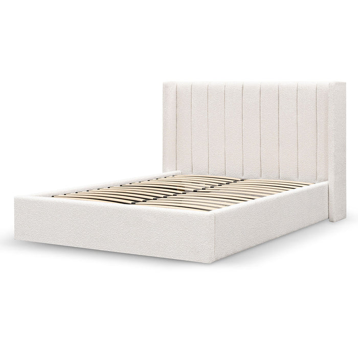 CBD6931-MI Wide Base Queen Sized Bed Frame - Snow Boucle