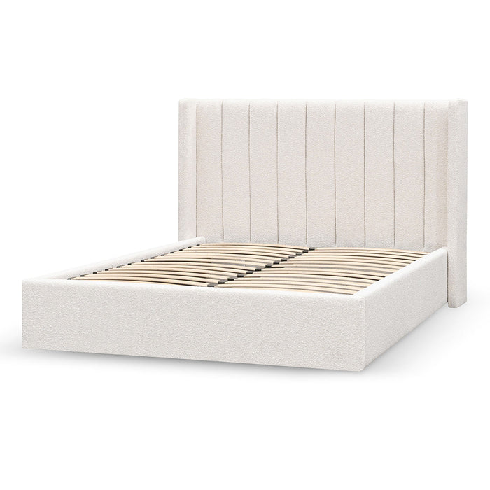 CBD6931-MI Wide Base Queen Sized Bed Frame - Snow Boucle