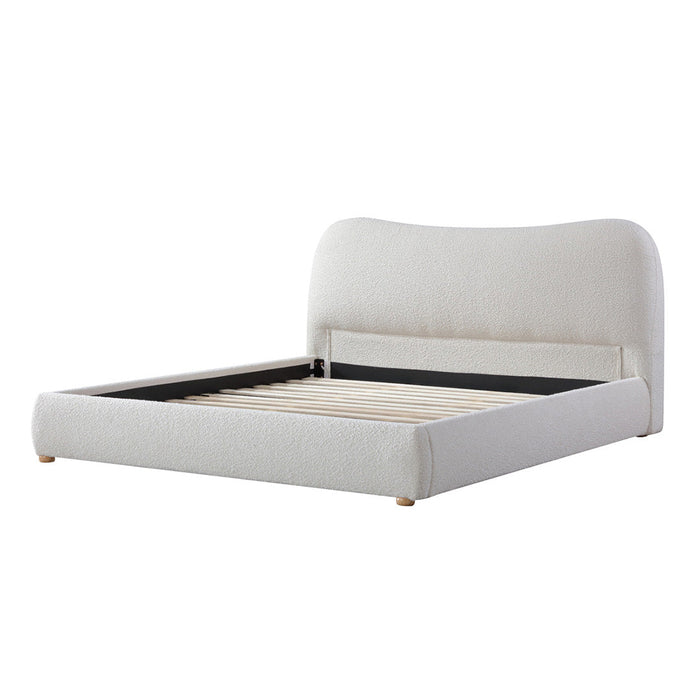 CBD8149-YO King Bed Frame - Cream White Boucle