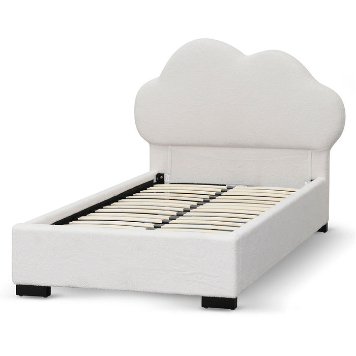 CBD8185-YO Single Bed Frame - Beige White Fleece