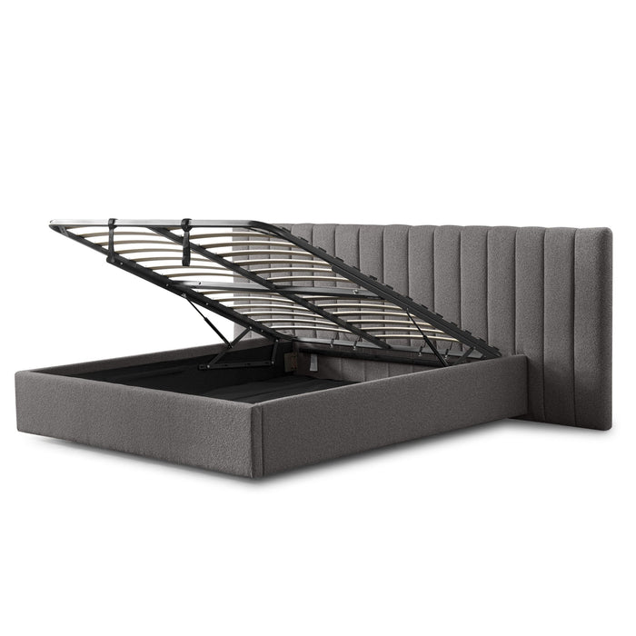 Ralph Wide Base Queen Bed Frame - Spec Charcoal with Storage
