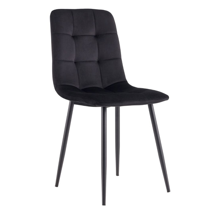 Fiore 7 Pce Dining Black Marble/Black Velvet Chairs