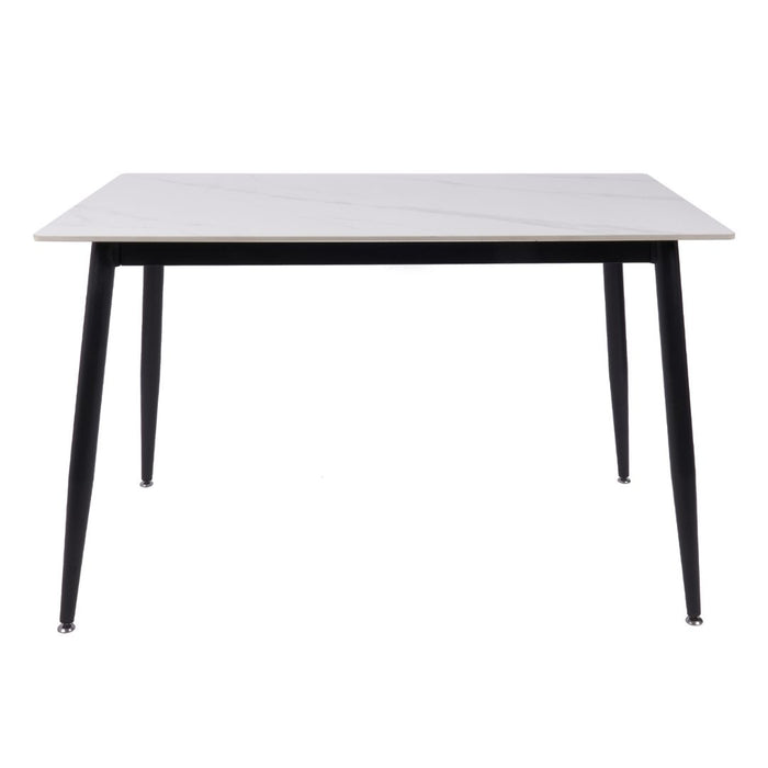 Fiore 5 Pce 120 X 70 Dining White Marble/Grey Velvet Chairs