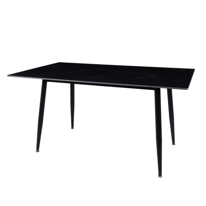 Fiore 7 Pce Dining Black Marble with Florin Technology Fabric Chairs