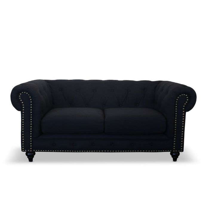 Chesterfield 2 Seater Black Fabric