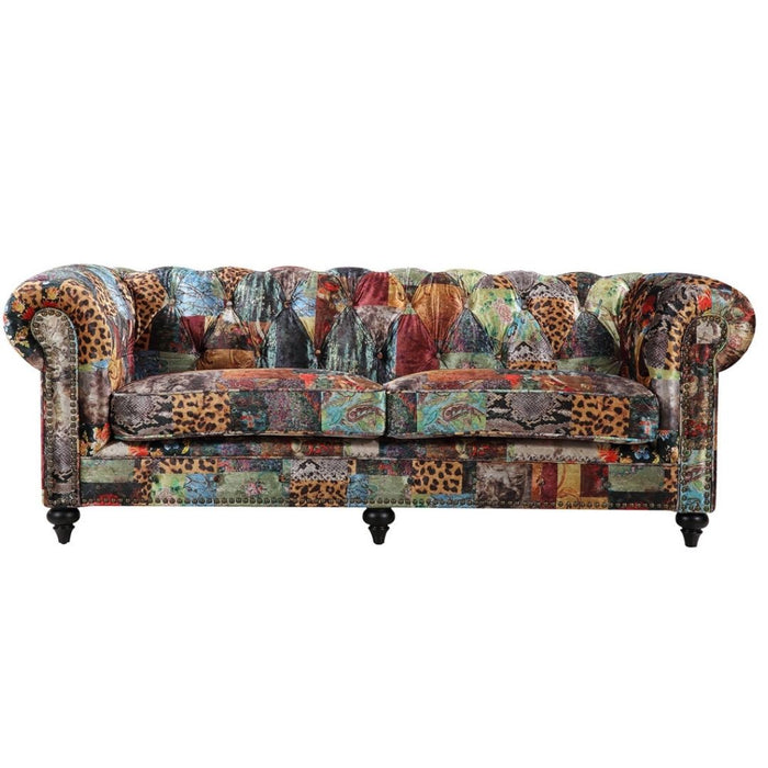 Chesterfield 3 Seater Digital Print Patchwork Velvet