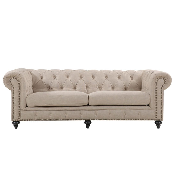 Chesterfield 3 Seater Natural Fabric