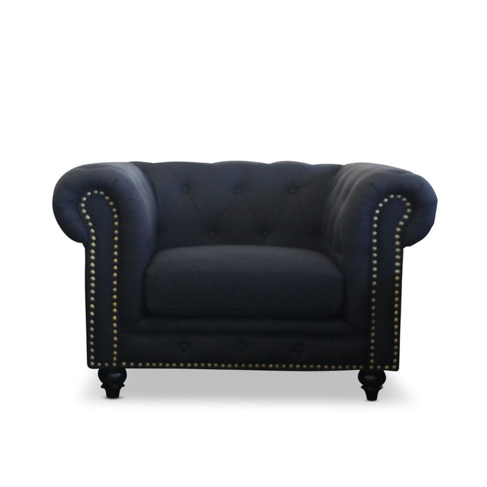 Chesterfield Arm Chair Black Fabric