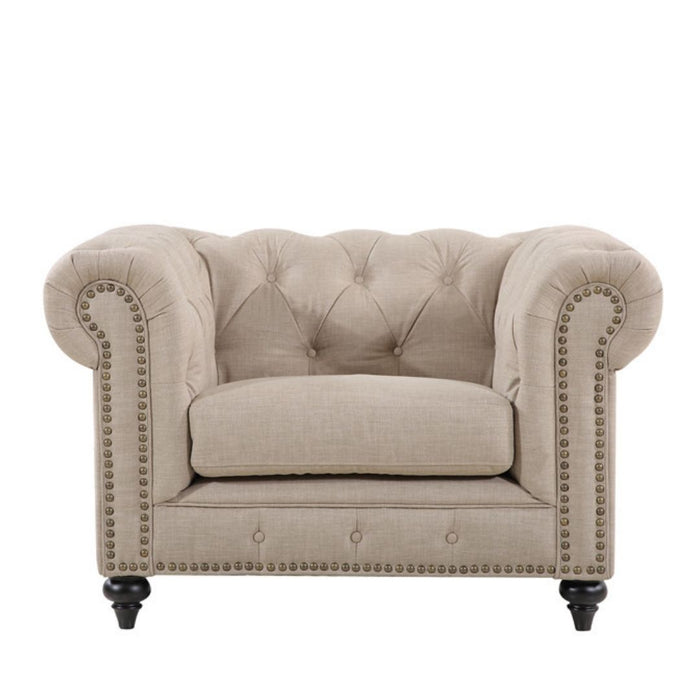 Chesterfield Arm Chair Natural Fabric