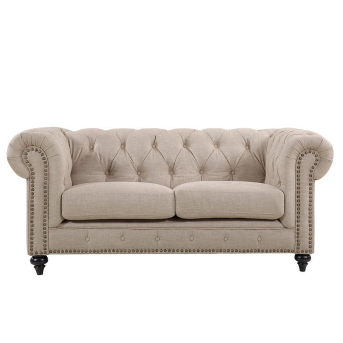 Chesterfield 2 Seater Natural Fabric