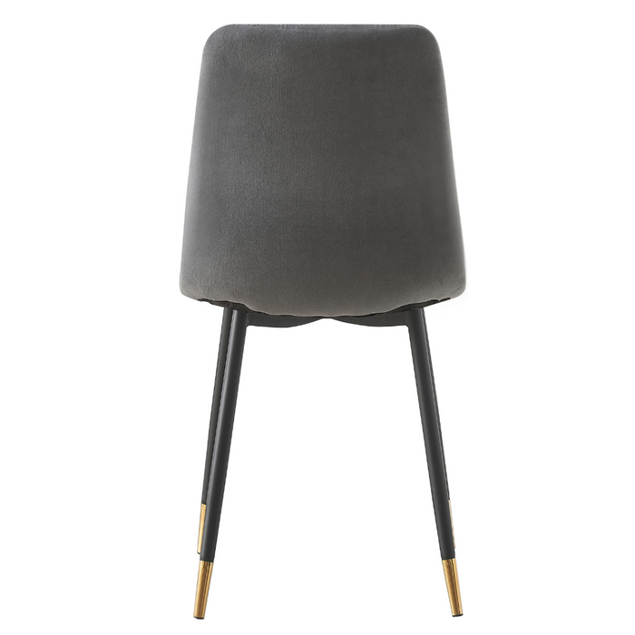 Theo Chair Grey Velvet, Black Legs With Gold Tips