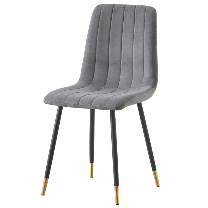 Theo Chair Grey Velvet, Black Legs With Gold Tips
