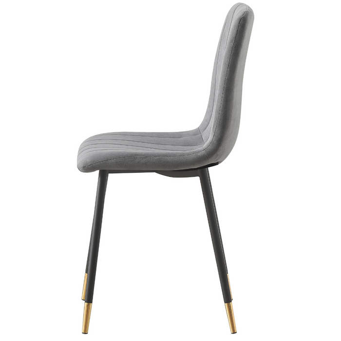 Theo Chair Grey Velvet, Black Legs With Gold Tips