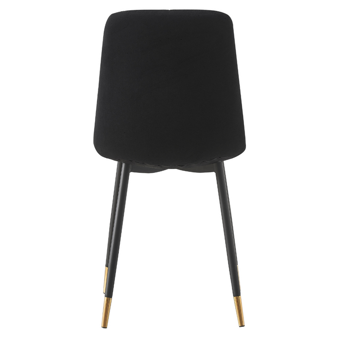 Theo Chair Black Velvet, Black Legs With Gold Tips