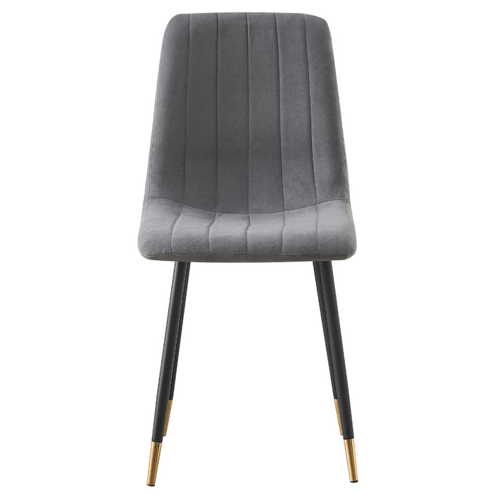 Theo Chair Grey Velvet, Black Legs With Gold Tips