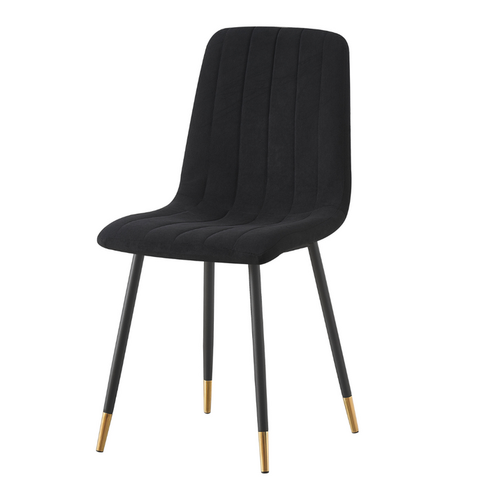 Theo Chair Black Velvet, Black Legs With Gold Tips