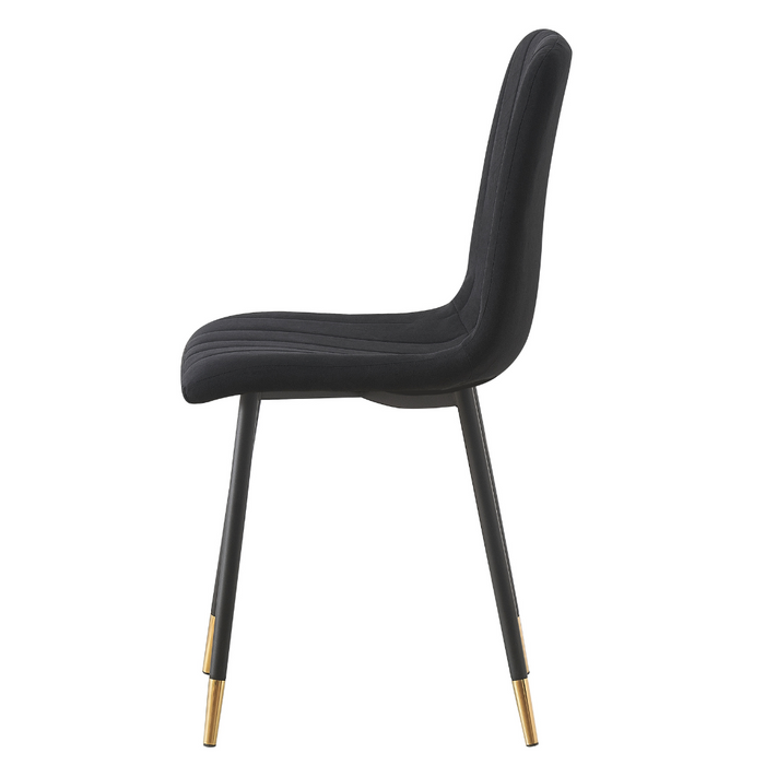Theo Chair Black Velvet, Black Legs With Gold Tips