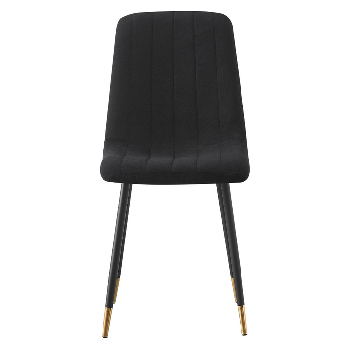 Theo Chair Black Velvet, Black Legs With Gold Tips